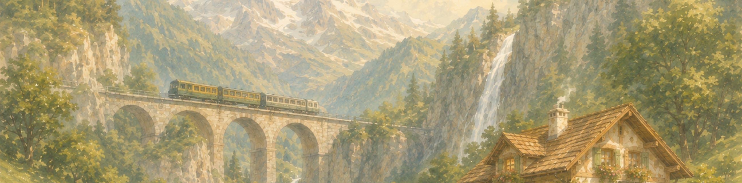 The painted valley seen straight on, river crossing the middle distance